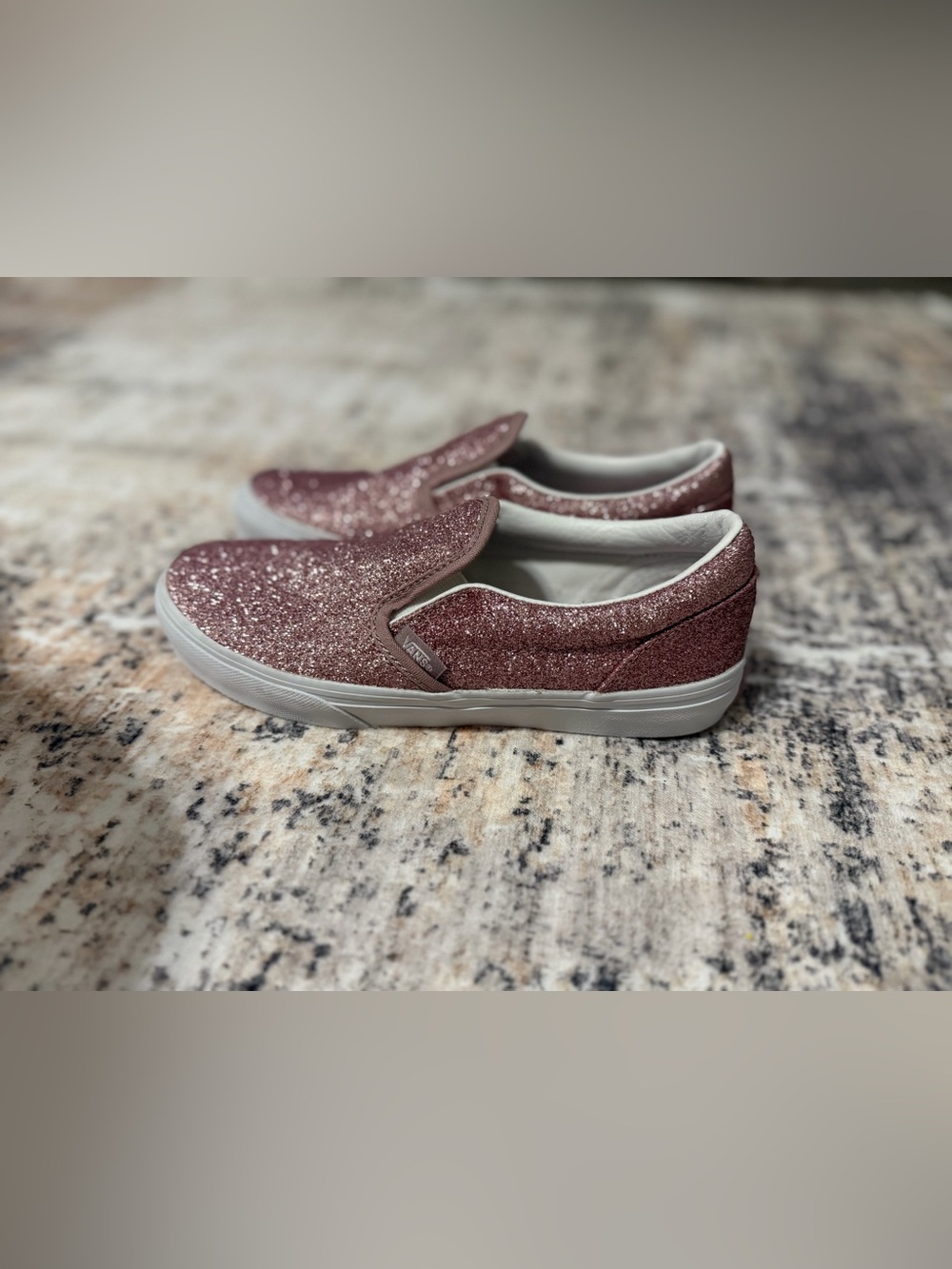 Vans Kids Glitter Slip-On Sneakers in Rose